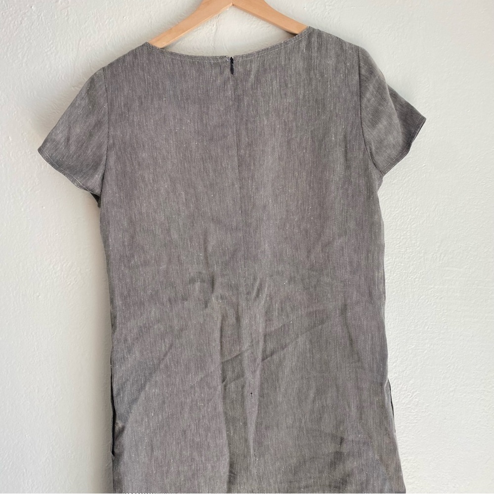 Theory Structured Shift‎ Dress Women's Small Gray Linen Twill Cap Sleeve - Picture 7 of 7